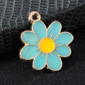 Enamel Daisy Flower Charm Pendants Gold Tone Six Colors view 6