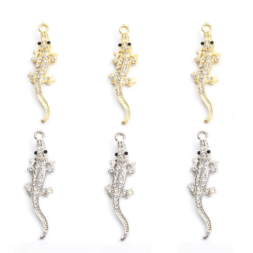 Color and design selection of slender alligator silhouettes with clear crystal backs