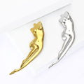 Polished Reclining Figure Brooch in Two Metal Tones view 3