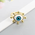 Gold Tone Sculpted Sun Realistic Blue Eyeball Adjustable Ring view 1