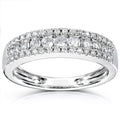 White Gold Tone Three Row Pave Crystal Band Ring Sizes 6-10 view 1