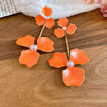 Colorful Enamel Flower Drop Stud Earrings Fashion Jewelry view 6