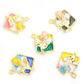 Pastel Square Floral Scene Metal Charms, 10 Designs view 3