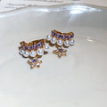 Purple Crystal and Pearl Fringe Star Ear Clip Pair view 6