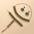 Floral Choker Bracelet and Earring Three Piece Jewelry Sets view 5