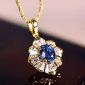 Floral Halo Pendant Necklace In Blue And Red Stone Options view 1
