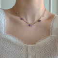 Gold Purple Crystal Cluster Charm Necklace Single Style view 4