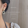 Green Enamel Hollow Square Drop Earrings Gold Textured Stud view 3