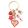 Red Rose Heart Wand and Lipstick Metal Keychain Set view 5