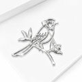 Openwork Bird on Branch Brooch in Gold or Silver Tone view 3