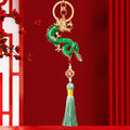 Jeweled Zodiac Dragon Keychains in Fifteen Tassel and Plain Color Options view 2
