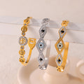 Evil Eye Rhombus And Tree Of Life Gold Steel Bangle Bracelets view 4