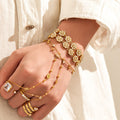 Crystal Flower Slider Bracelet in Gold and Silver Tone view 4