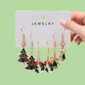Enamel Christmas Stocking Santa Hat Bell Dangle Earrings Set of 3 Pairs view 8