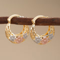 Enamel Floral Wide Hoop Earrings In Five Mixed Metal Styles view 7