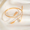 Gold and Silver Double Wrap Leaf Open Upper Arm Cuffs view 6
