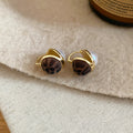 Leopard Print Gold Tone Hoop Stud and Huggie Earrings Three Styles view 7
