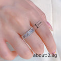 Silver Triple Row Baguette Round Clear Stone Ring Sizes 6-10 view 4