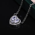 Silver Tone Double Heart Clear Stone Halo Pendant Necklace view 2