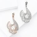 Crystal Swan Brooch with Faux Pearl in Rose Gold or Silver view 3