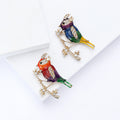 Colorful Enamel Bird on Pine Branch Brooch Decorative Clothing Pin view 2