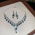 Rhinestone Teardrop Necklace Drop Earring Jewelry Sets view 3
