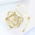 Gold Tone Pave Crystal Pearl Swirl Scarf Clip Brooch view 4