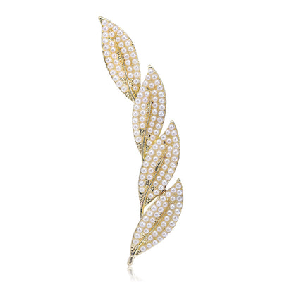 Pearl Leaf Brooch on white background
