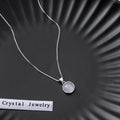 Silver Tone Box Chain Round White Cabochon Pendant Necklace view 6
