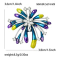 Enamel Firework Burst Brooch Rhinestone Flower Center Pin view 5