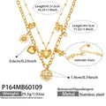 Gold Stainless Rose Charm Link Pendant Necklaces Set view 7