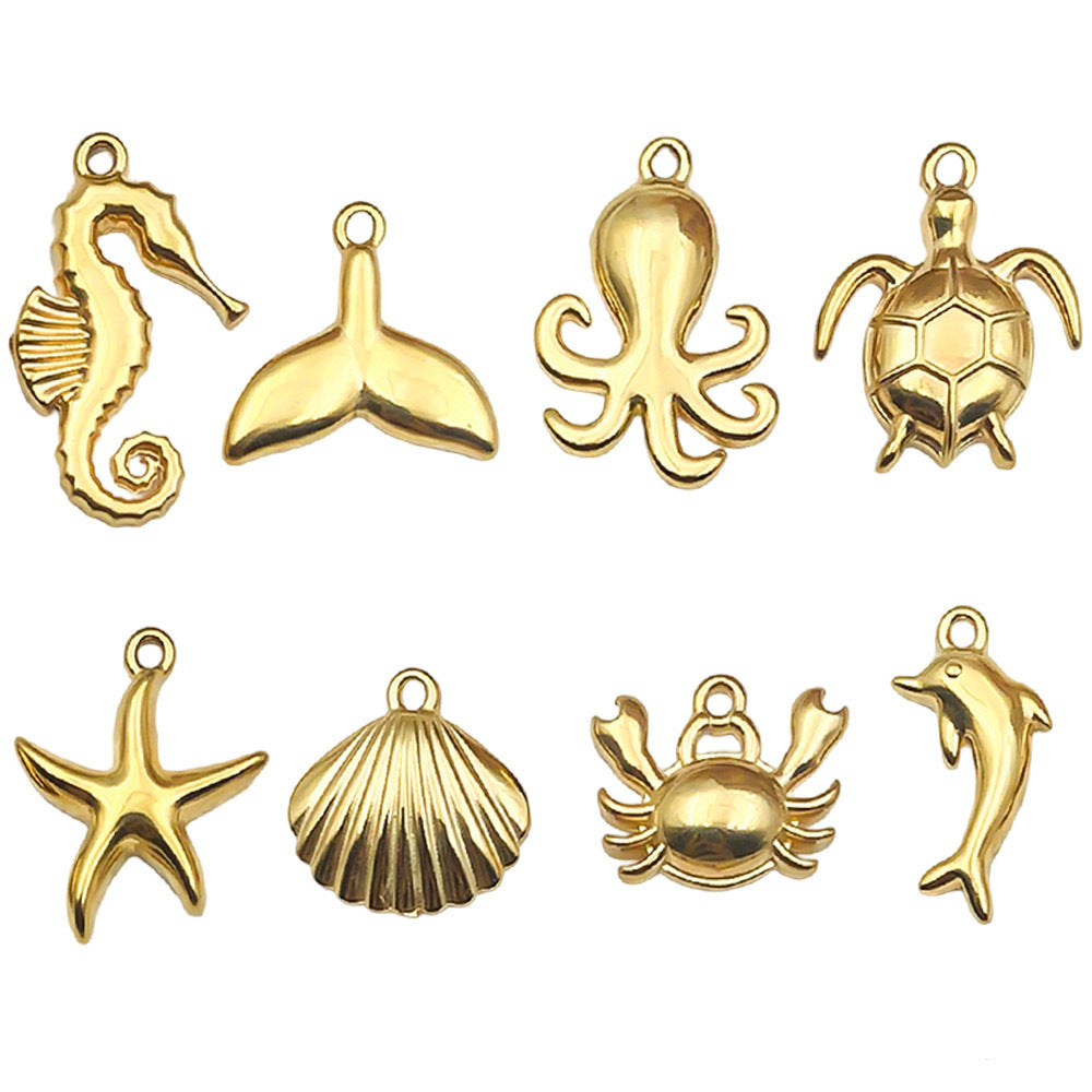 Stainless Steel Ocean Shell Seahorse Turtle charm pendants for DIY bracelet necklace