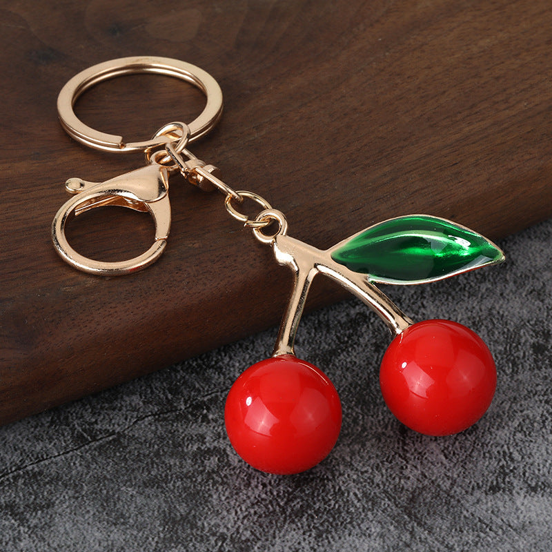 Minimalist Cherry Zinc Alloy Keychain Bag Charm Accessory