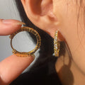 Gold X Cross Pavé CZ Mini Hoop Huggie Earrings Pair view 5