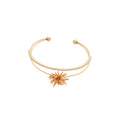 Double Layer Open Cuff Bracelet Starburst Zircon Charm view 5