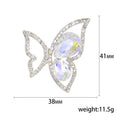 Iridescent Crystal Butterfly Brooch With Silver Tone Outline view 5
