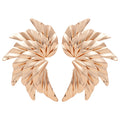 Gold Tone Pleated Wing Statement Stud Earrings Fashion Jewelry for Women view 5