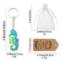 Printed Wood Seahorse Keychain With Metal Ring in Two Styles view 2