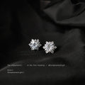 Clear Stone Snowflake Cluster Stud Earrings In Silver And Gold Tone view 3