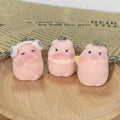 Pink Flocked Pig Figure Keychains With Rings 5 Styles view 2