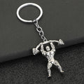 Metal Weightlifter Figure Keychain with Barbell Charm and Key Ring view 7