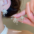 Crystal Star Fringe Stud Earrings in Silver and Gold Tones view 2