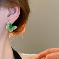 Green Crystal Butterfly Stud Earrings for Women Fashion Jewelry view 4