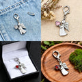 Silver Angel Heart Lobster Clasp Charm Clear Pink Red view 4