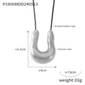 Chunky U Horseshoe Pendant Black Leather Cord Necklace view 6