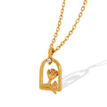 Gold Rose Arch Frame Pendant Necklace Single Zircon Accent view 5