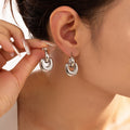 Geometric Linked Dual Loop Stud Earrings Gold Steel Titanium view 3