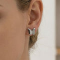 Matte Double Layer Butterfly Stud Earrings in Gold and Silver Tone view 4