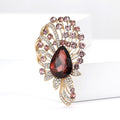Fan Shape Brooch With Teardrop Crystal in Blue or Pink view 2