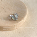 Open Adjustable Silver Heart Opaline Glass Crystal Ring view 1